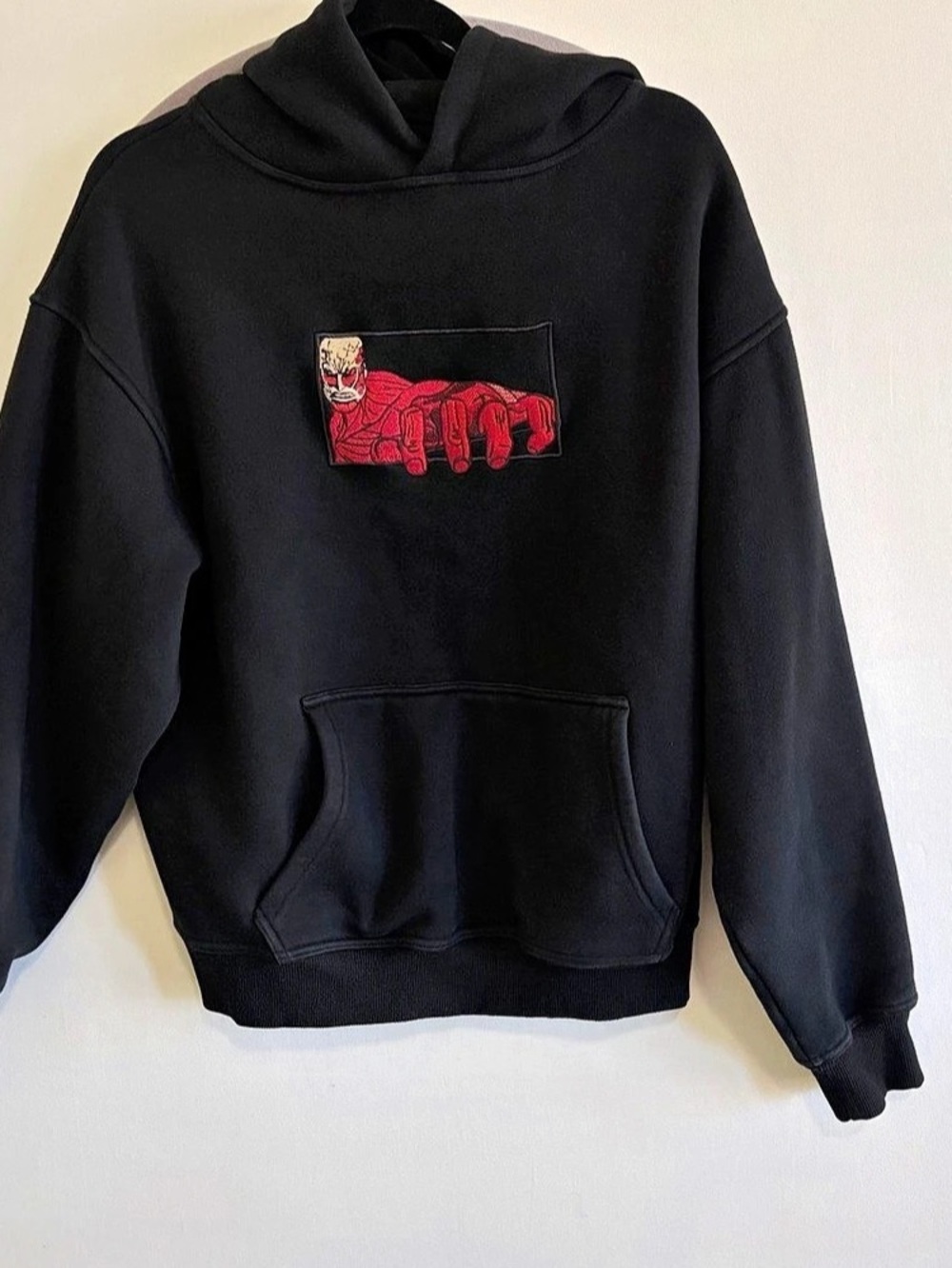 Attack on Titan Colossal Titan  embroidered black Hoodie Mens M Custom Anime